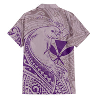 Hawaii Monk Seal and Map Family Matching Off The Shoulder Long Sleeve Dress and Hawaiian Shirt Polynesian Kanaka Maoli Violet Vibe