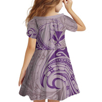 Hawaii Monk Seal and Map Kid Short Sleeve Dress Polynesian Kanaka Maoli Violet Vibe LT9 - Polynesian Pride