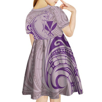 Hawaii Monk Seal and Map Kid Short Sleeve Dress Polynesian Kanaka Maoli Violet Vibe LT9 - Polynesian Pride