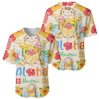Kawaii Turtle Baseball Jersey Aloha Hibiscus Flowers