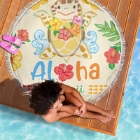 Kawaii Turtle Beach Blanket Aloha Hibiscus Flowers LT9 - Polynesian Pride
