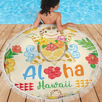 Kawaii Turtle Beach Blanket Aloha Hibiscus Flowers LT9 - Polynesian Pride
