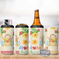 Kawaii Turtle 4 in 1 Can Cooler Tumbler Aloha Hibiscus Flowers LT9 - Polynesian Pride
