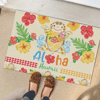Kawaii Turtle Rubber Doormat Aloha Hibiscus Flowers LT9 - Polynesian Pride