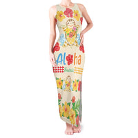 Kawaii Turtle Tank Maxi Dress Aloha Hibiscus Flowers LT9 Women Beige - Polynesian Pride