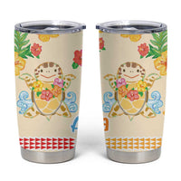 Kawaii Turtle Tumbler Cup Aloha Hibiscus Flowers LT9 Beige - Polynesian Pride