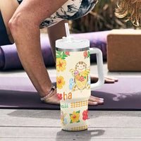 Kawaii Turtle Tumbler With Handle Aloha Hibiscus Flowers LT9 - Polynesian Pride