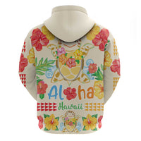 Kawaii Turtle Zip Hoodie Aloha Hibiscus Flowers