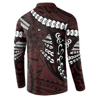 Polynesian Girl Tribal Tattoo Button Sweatshirt Oxbood Vibe LT9 - Polynesian Pride