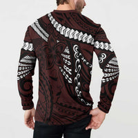 Polynesian Girl Tribal Tattoo Button Sweatshirt Oxbood Vibe LT9 - Polynesian Pride