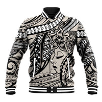 Polynesian Girl Tribal Tattoo Baseball Jacket Beige Vibe LT9 Unisex Beige - Polynesian Pride