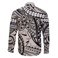 Polynesian Girl Tribal Tattoo Family Matching Off Shoulder Maxi Dress and Hawaiian Shirt Beige Vibe LT9 - Polynesian Pride