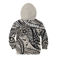 Polynesian Girl Tribal Tattoo Kid Hoodie Beige Vibe