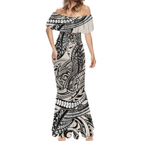 Polynesian Girl Tribal Tattoo Mermaid Dress Beige Vibe