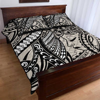 Polynesian Girl Tribal Tattoo Quilt Bed Set Beige Vibe LT9 - Polynesian Pride