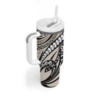 Polynesian Girl Tribal Tattoo Tumbler With Handle Beige Vibe LT9 - Polynesian Pride