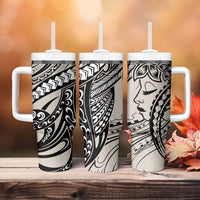 Polynesian Girl Tribal Tattoo Tumbler With Handle Beige Vibe LT9 - Polynesian Pride