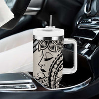 Polynesian Girl Tribal Tattoo Tumbler With Handle Beige Vibe LT9 - Polynesian Pride