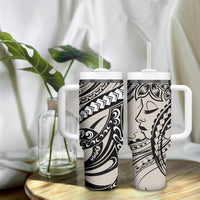 Polynesian Girl Tribal Tattoo Tumbler With Handle Beige Vibe LT9 - Polynesian Pride
