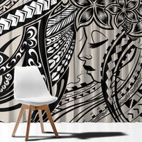 Polynesian Girl Tribal Tattoo Window Curtain Beige Vibe LT9 - Polynesian Pride