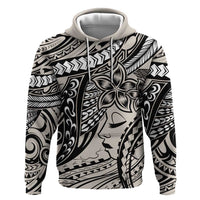 Polynesian Girl Tribal Tattoo Zip Hoodie Beige Vibe