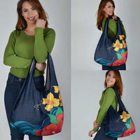 Polynesian Hibiscus Flower Waves Pattern Grocery Bag LT9 - Polynesian Pride