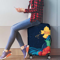 Polynesian Hibiscus Flower Waves Pattern Luggage Cover LT9 - Polynesian Pride