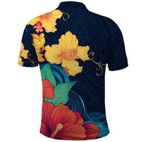 Polynesian Hibiscus Flower Waves Pattern Polo Shirt LT9 - Polynesian Pride