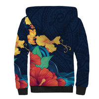 Polynesian Hibiscus Flower Waves Pattern Sherpa Hoodie LT9 - Polynesian Pride