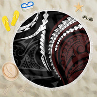 Polynesian Oxblood Line Art Tribal Tattoo Beach Blanket LT9 One Size 150cm Beige - Polynesian Pride
