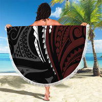 Polynesian Oxblood Line Art Tribal Tattoo Beach Blanket LT9 - Polynesian Pride