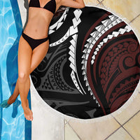 Polynesian Oxblood Line Art Tribal Tattoo Beach Blanket LT9 - Polynesian Pride