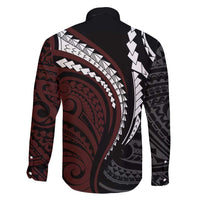 Polynesian Oxblood Line Art Tribal Tattoo Family Matching Mermaid Dress and Hawaiian Shirt LT9 - Polynesian Pride