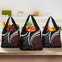 Polynesian Oxblood Line Art Tribal Tattoo Grocery Bag LT9 3-pack One Size Beige - Polynesian Pride