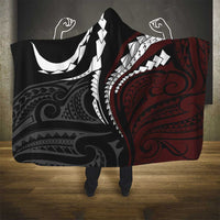 Polynesian Oxblood Line Art Tribal Tattoo Hooded Blanket LT9 - Polynesian Pride