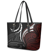 Polynesian Oxblood Line Art Tribal Tattoo Leather Tote Bag LT9 - Polynesian Pride