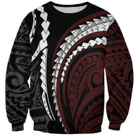 Polynesian Oxblood Line Art Tribal Tattoo Sweatshirt LT9 Unisex Beige - Polynesian Pride