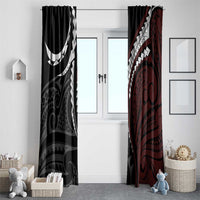 Polynesian Oxblood Line Art Tribal Tattoo Window Curtain LT9 - Polynesian Pride