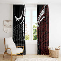 Polynesian Oxblood Line Art Tribal Tattoo Window Curtain LT9 - Polynesian Pride