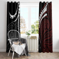 Polynesian Oxblood Line Art Tribal Tattoo Window Curtain LT9 - Polynesian Pride