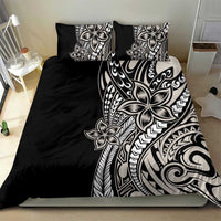 Polynesian Plumeria Floral Tattoo Pattern Bedding Set Beige Style