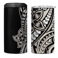 Polynesian Plumeria Floral Tattoo Pattern 4 in 1 Can Cooler Tumbler Beige Style LT9 One Size: 16 oz Beige - Polynesian Pride