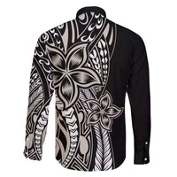 Polynesian Plumeria Floral Tattoo Pattern Family Matching Puletasi and Hawaiian Shirt Beige Style LT9 - Polynesian Pride