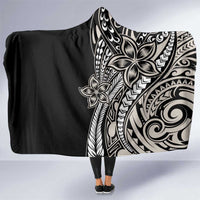 Polynesian Plumeria Floral Tattoo Pattern Hooded Blanket Beige Style LT9 One Size Beige - Polynesian Pride