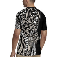 Polynesian Plumeria Floral Tattoo Pattern Rugby Jersey Beige Style