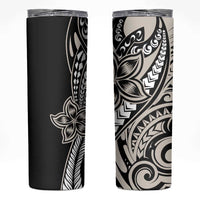 Polynesian Plumeria Floral Tattoo Pattern Skinny Tumbler Beige Style