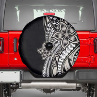 Polynesian Plumeria Floral Tattoo Pattern Spare Tire Cover Beige Style LT9 - Polynesian Pride