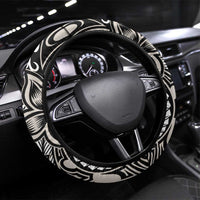 Polynesian Plumeria Floral Tattoo Pattern Steering Wheel Cover Beige Style LT9 Universal Fit Beige - Polynesian Pride