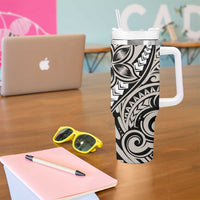 Polynesian Plumeria Floral Tattoo Pattern Tumbler With Handle Beige Style LT9 - Polynesian Pride