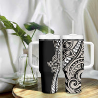 Polynesian Plumeria Floral Tattoo Pattern Tumbler With Handle Beige Style LT9 - Polynesian Pride